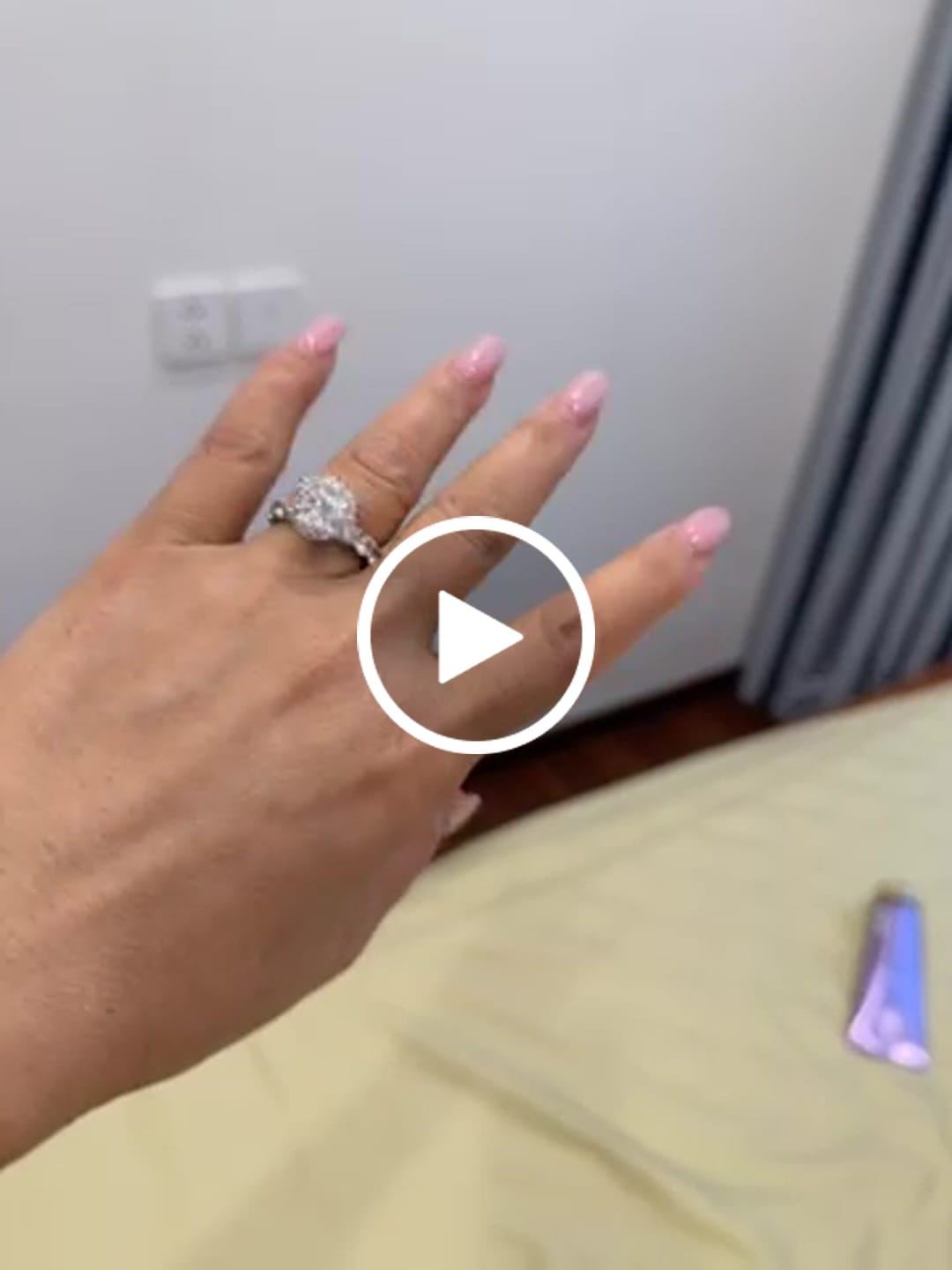 Customer video review of S925 Moissanite 6.0Ct Round Cut Center Stone With Moissanite 4.0Ct Band Stone Engagement Ring Travel Ring In Sterling Silver