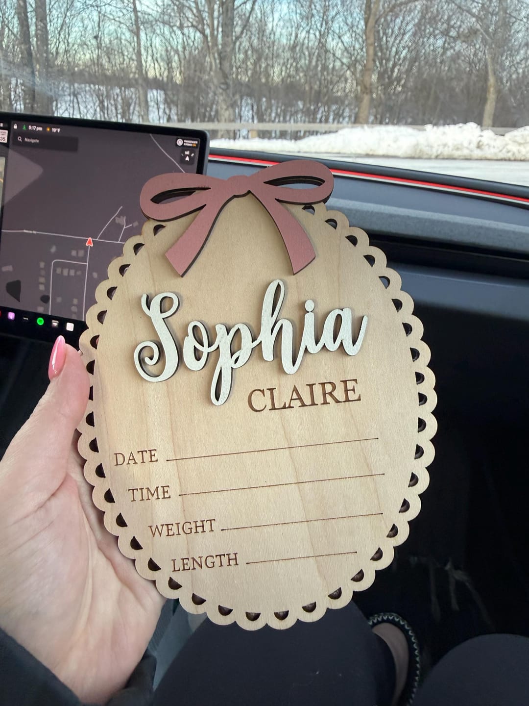 Customer photo review of Baby Name Announcement Sign Newborn Girl