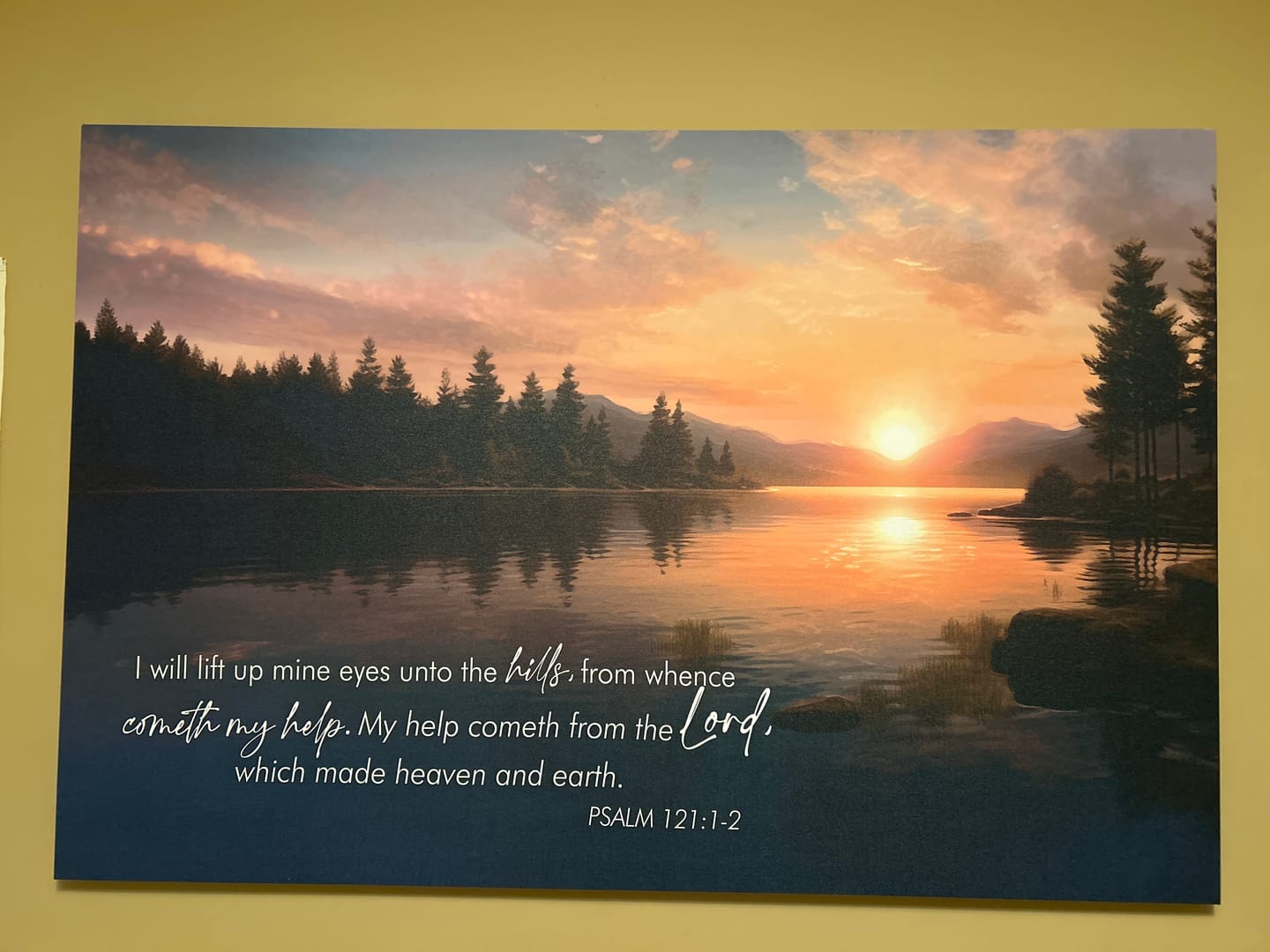 Customer photo review of Psalm 121:1-2 My Help Cometh From The Lord Wall Art Canvas