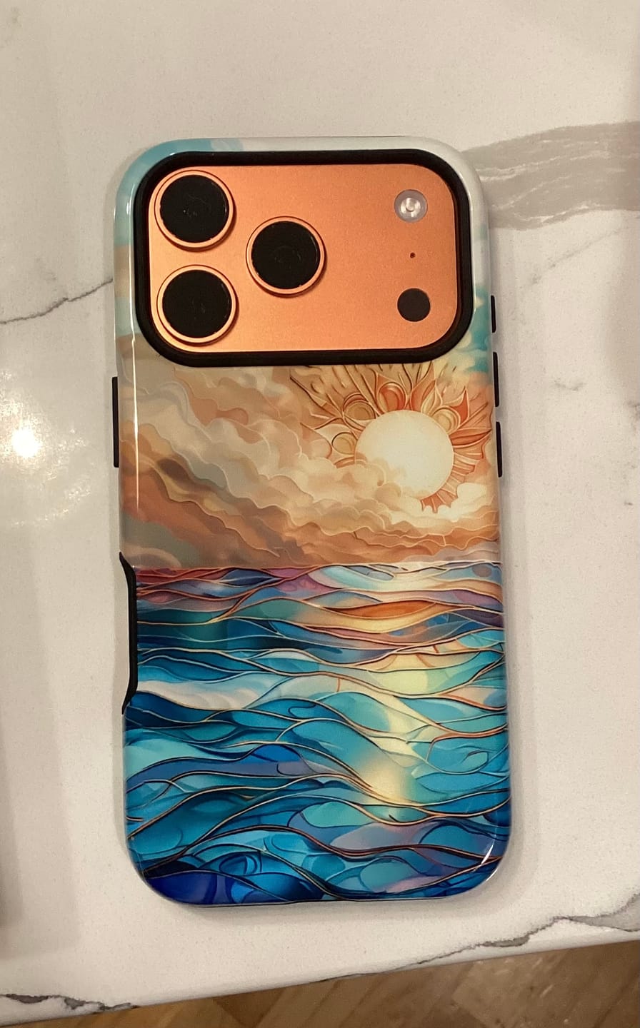 Customer photo review of Sun & Ocean Stained Glass Design 1 Print iPhone Case