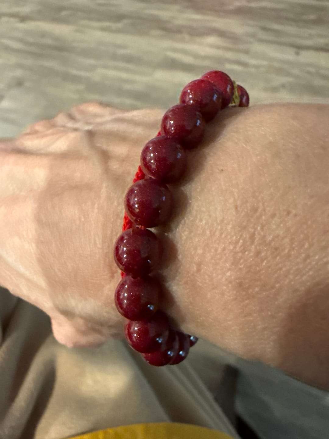 Customer photo review of Tibetan Red String Bracelet with Copper Beads – Handmade Unisex Protection & Good Luck Jewelry