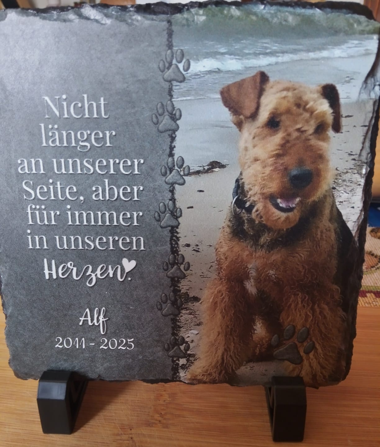 Customer photo review of Für immer im Herzen - Individuelle Schieferplatte