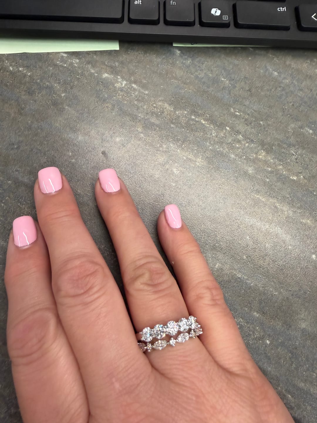 Customer photo review of 4mm Moissanite Half Eternity Ring