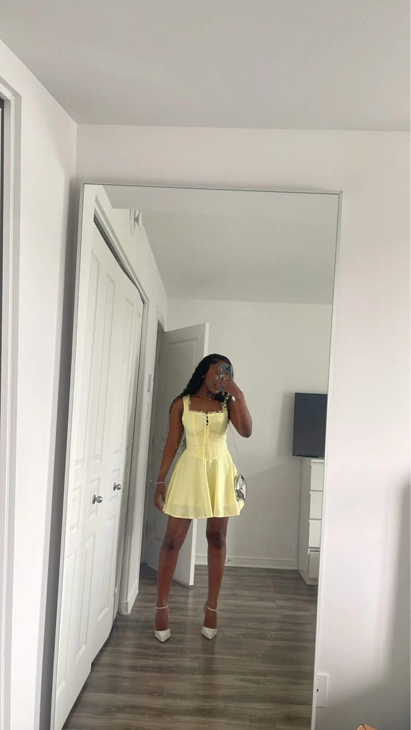 Customer photo review of Jolie Flowy Lace Up Mini Dress