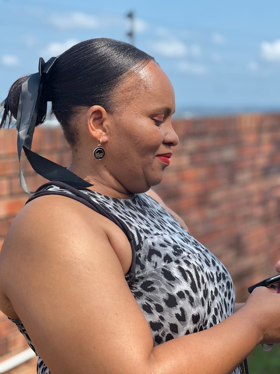 Customer photo review of Gold Diva Drop Earrings