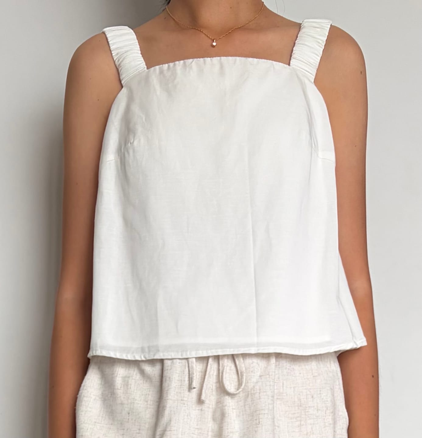 Customer photo review of Padded Sleeveless Top with Ruched Straps