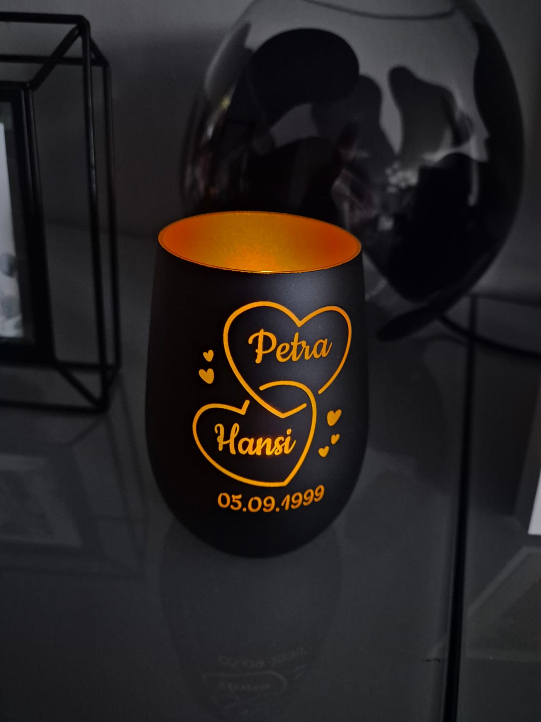 Customer photo review of Zwei Herzen - Paar-Windlicht