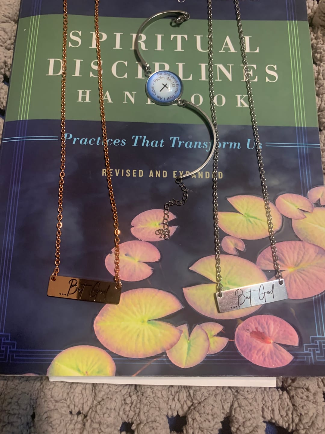 Customer photo review of But God Necklace – Stainless Steel, 14k Gold & Rose Gold | Christian Faith Jewelry Gift
