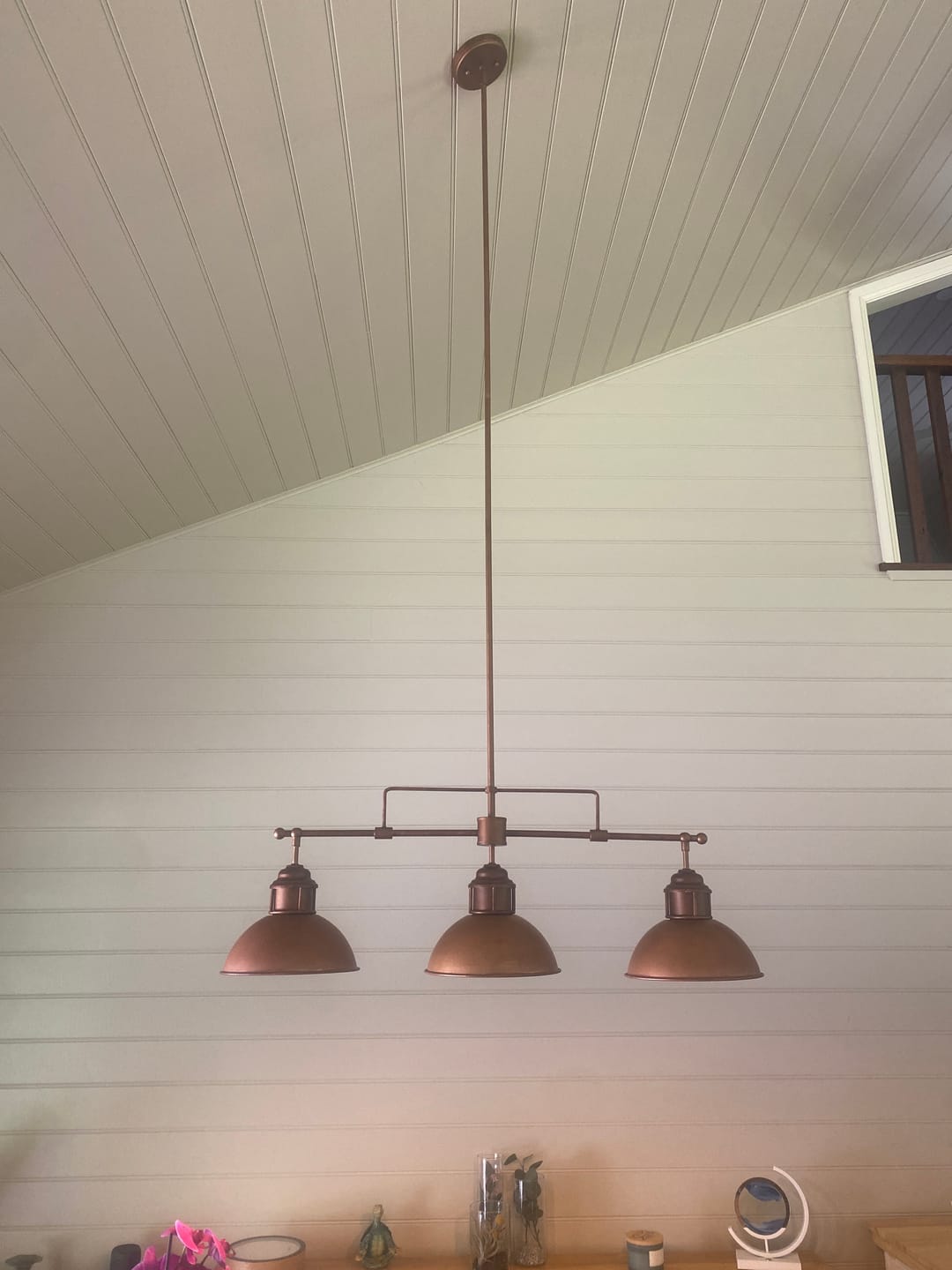 Customer photo review of Industrial 3-Light Dome Linear Pot Lid Pendant