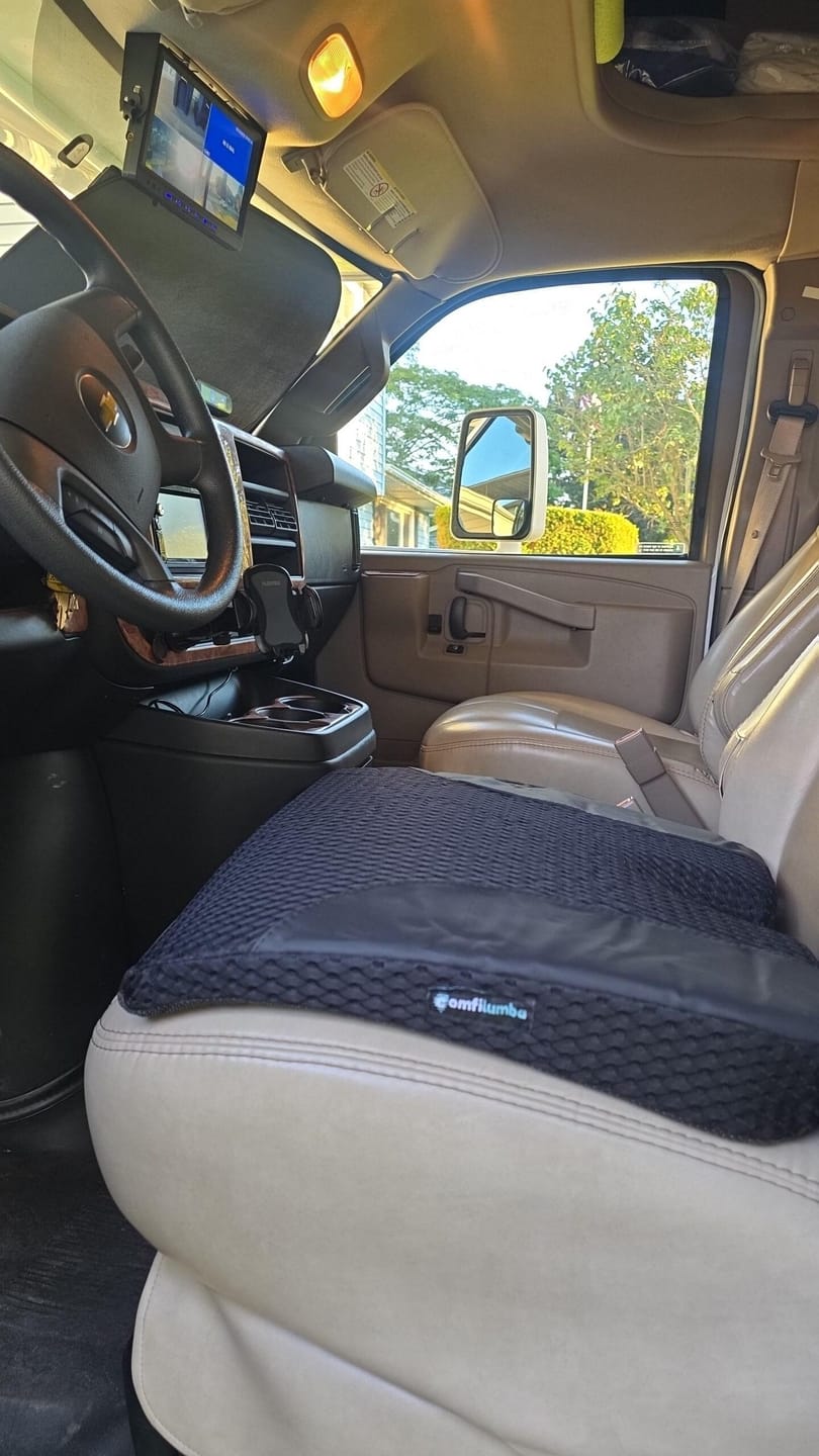 Customer photo review of ComfiLumba Car and Truck Seat Cushion - Wedge Shaped High Density Memory Foam