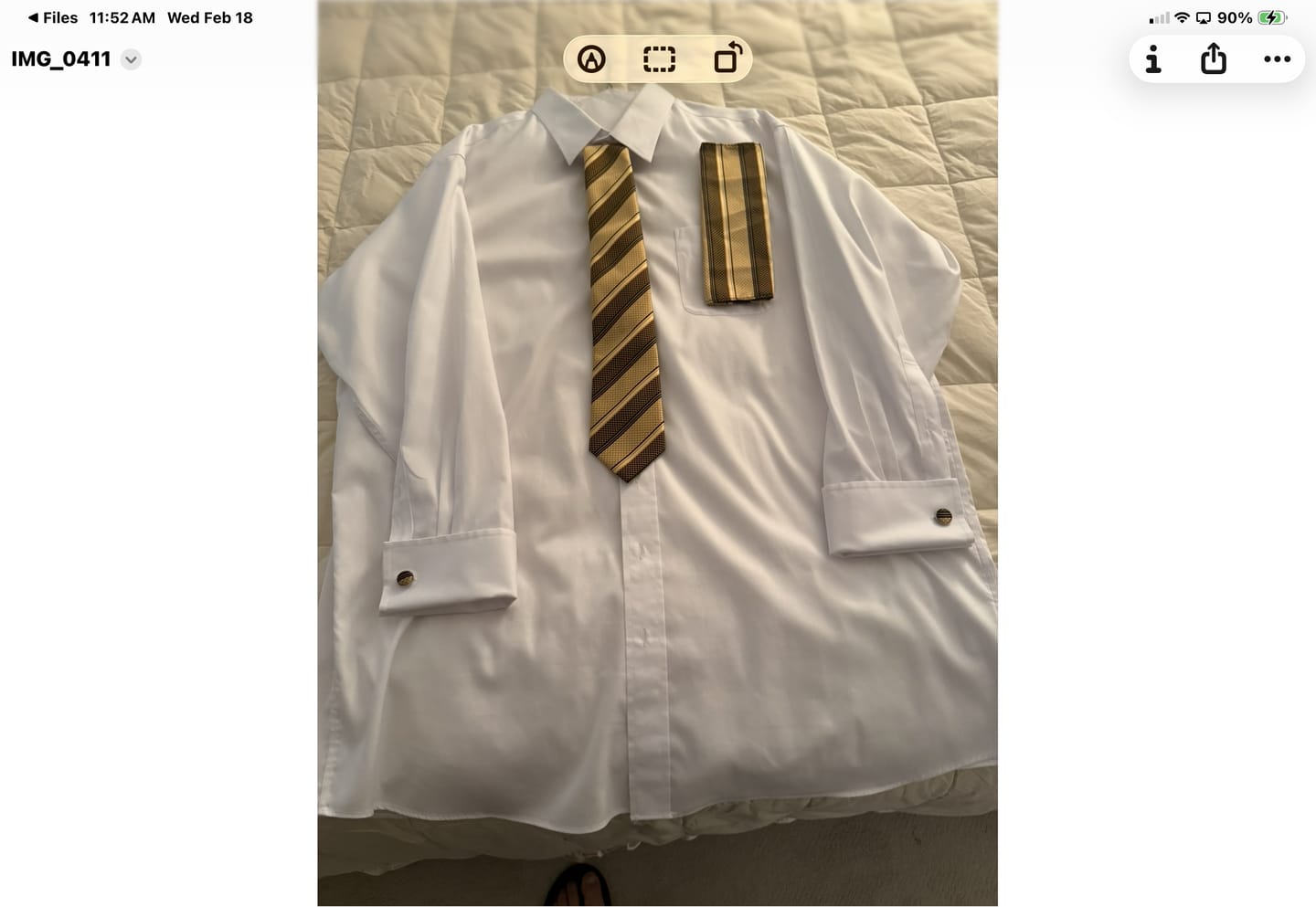 Customer photo review of Ties2you Gold Tie Plaid Formal Silk Necktie Pocket Square Cufflinks Set for Men
