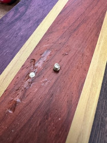 Customer photo review of Premium Cutting Board Feet - Brass/Stainless Steel