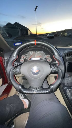 Customer photo review of Genuine Carbon Fiber Steering Wheel With Button Trim For C6 Corvette 2006-2011