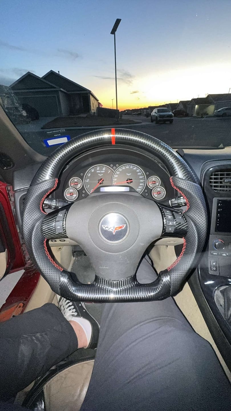 Customer photo review of Genuine Carbon Fiber Steering Wheel With Button Trim For C6 Corvette 2006-2011