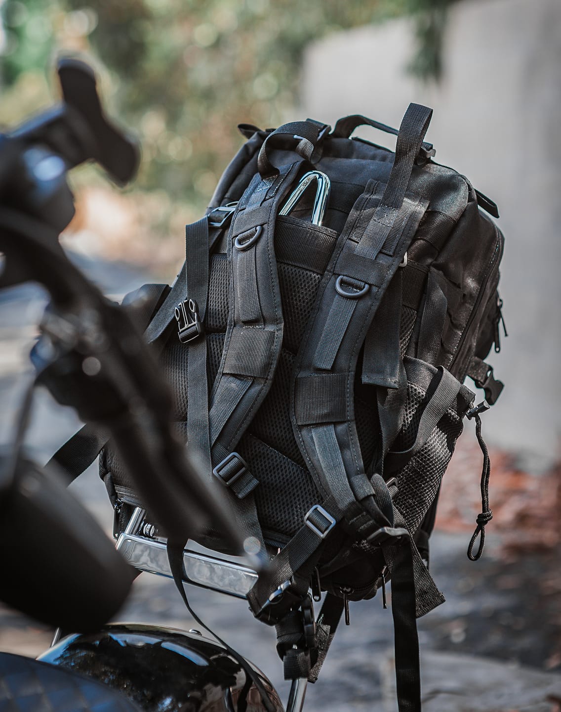 Customer photo review of 45L - Tactical XL Motorcycle Sissy Bar Backpack