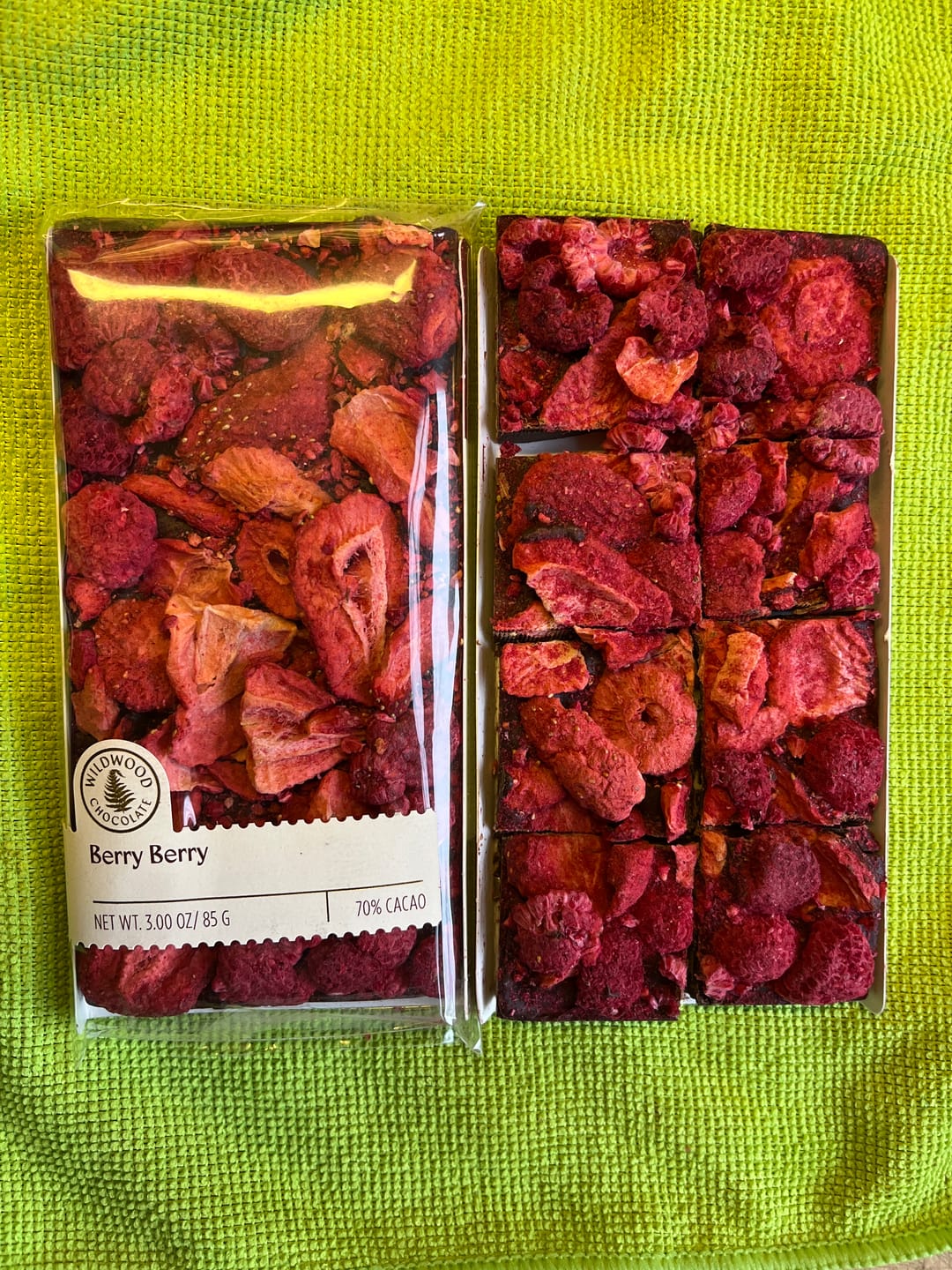 Customer photo review of Wildwood Chocolate Bars 70% Dark