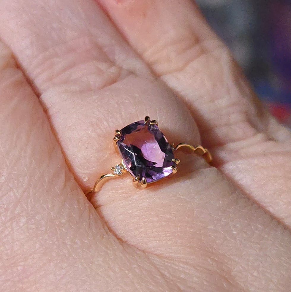 Customer photo review of Lunar Amethyst Ring
