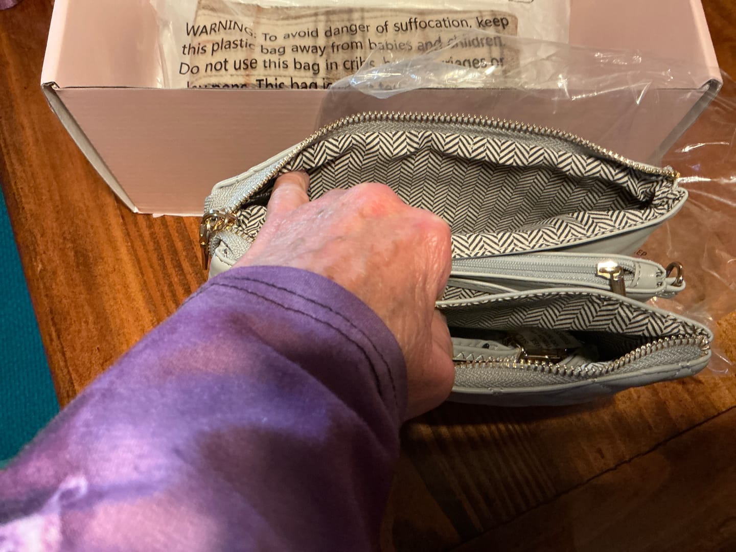 Customer photo review of Riley Vegan Quilted Crossbody