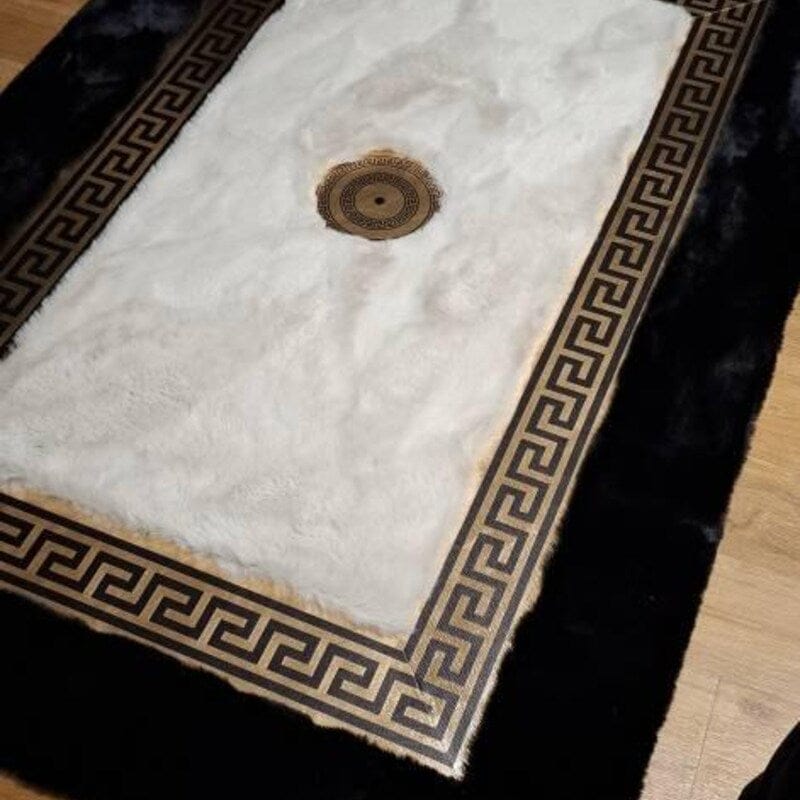 Customer photo review of Modern Plush Extra Soft Black And White Faux Fur 6x8 Living Room Rug