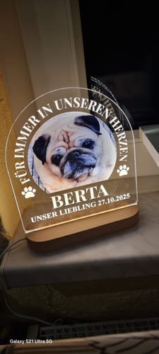Customer photo review of Für immer in unseren Herzen – LED-Lampe für Hund/Katze