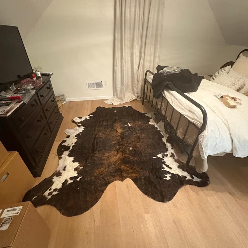Customer photo review of Natural Speckled Calfskin Decor Rug, Real Cow Hide Modern Carpet