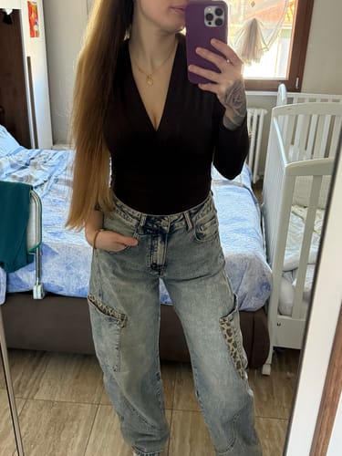 Customer photo review of Jeans Baloon con toppe leopardate