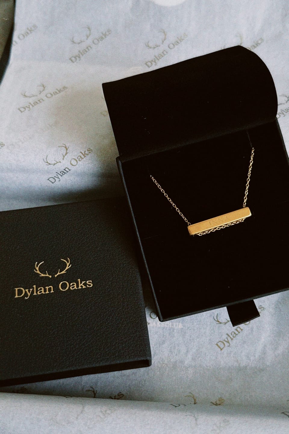 Customer photo review of 3cm Letter Bar Necklace in Gold Horizontal