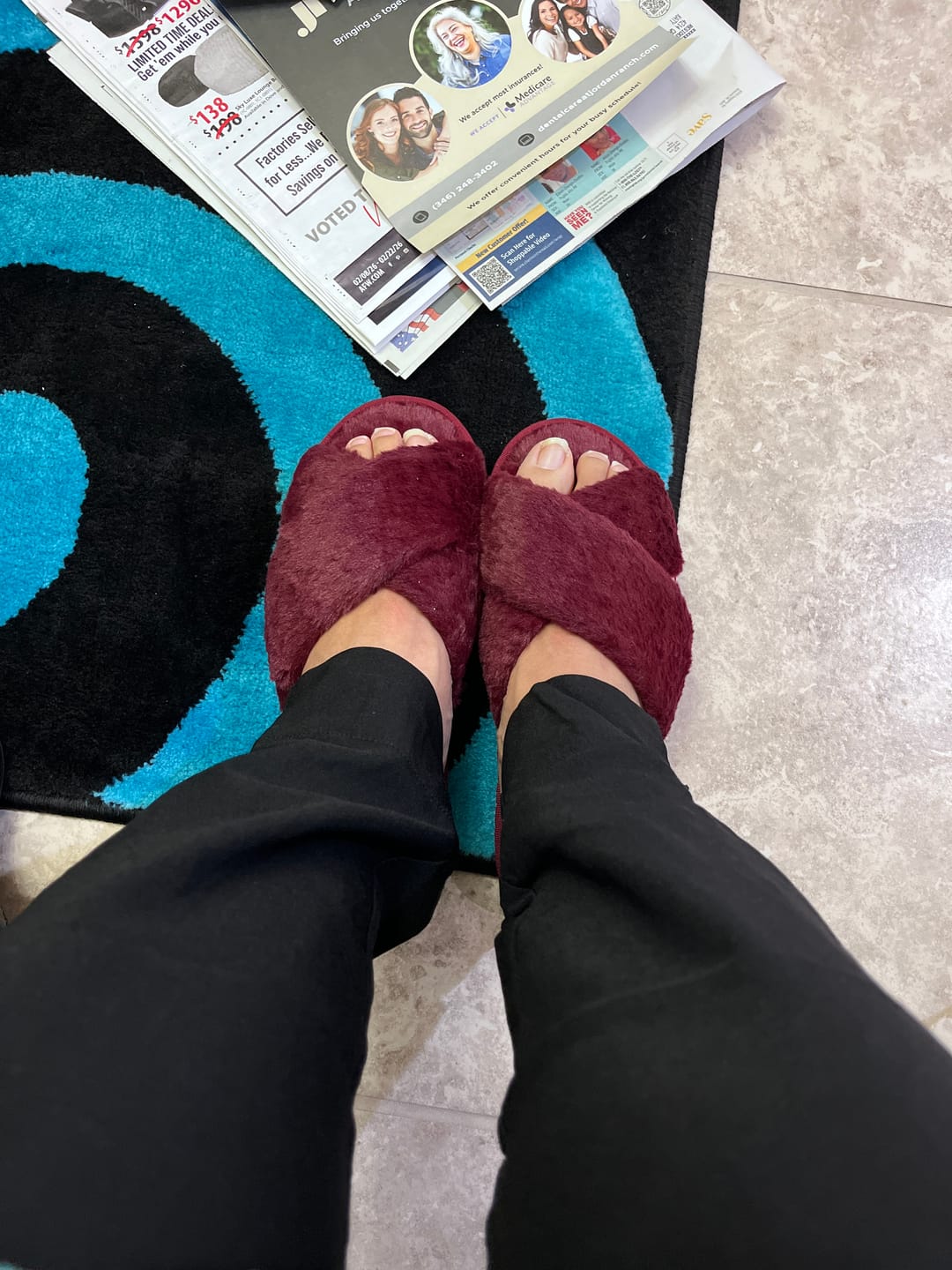 Customer photo review of Nordic Cozy Cross Band Slippers