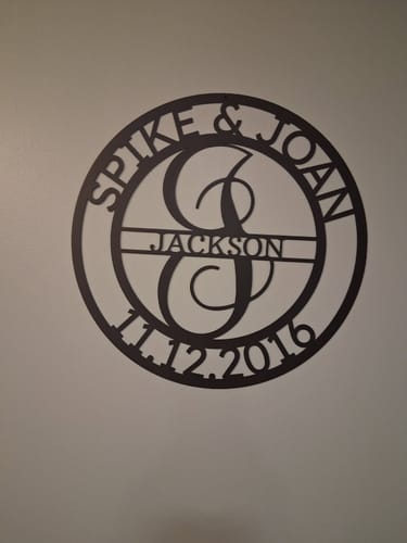 Customer photo review of Elaborate Name - Steel Sign