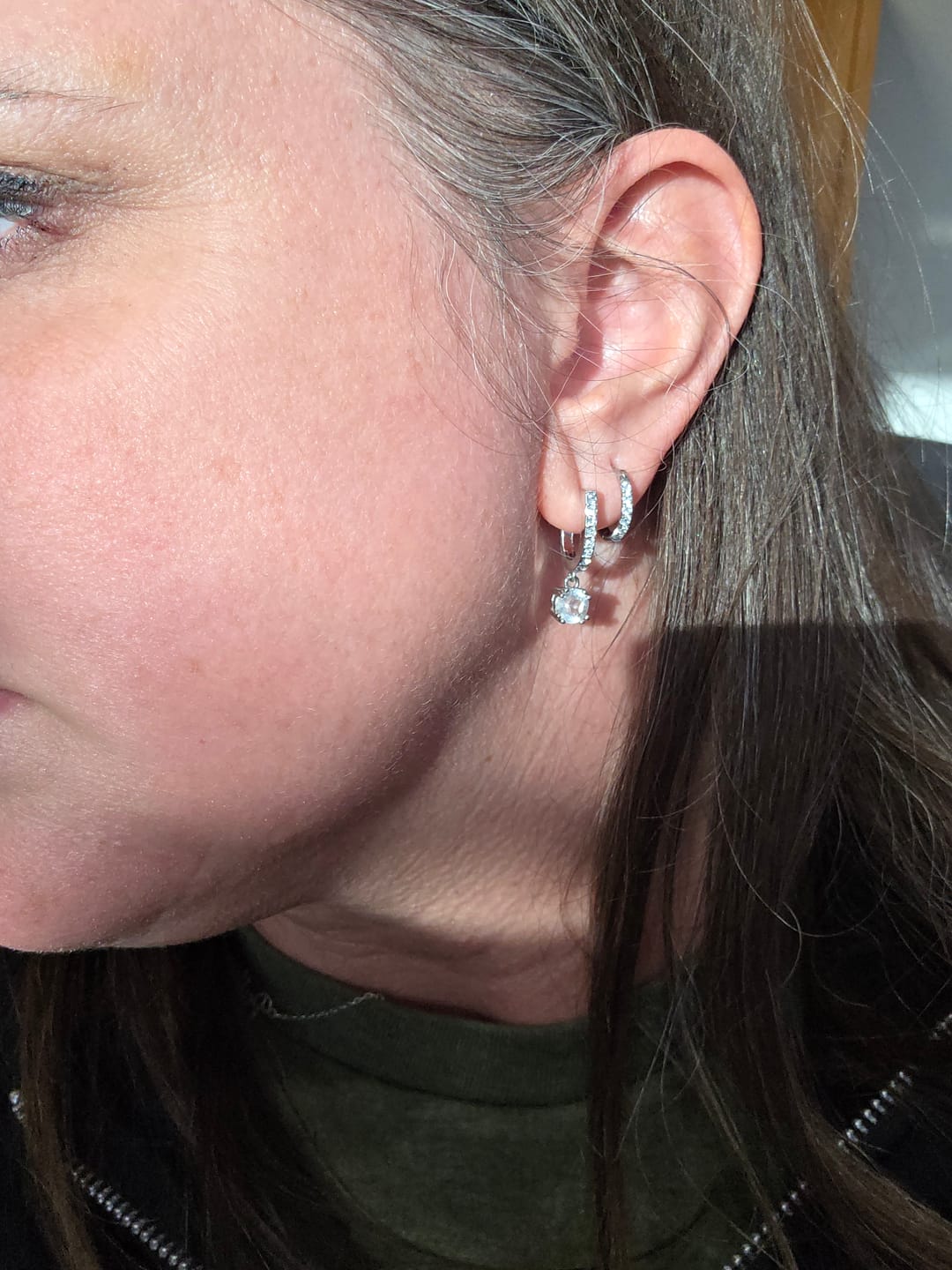 Customer photo review of McKenzie 18k White Gold Plated Drop Dangle Earrings with Swarovski Crystals