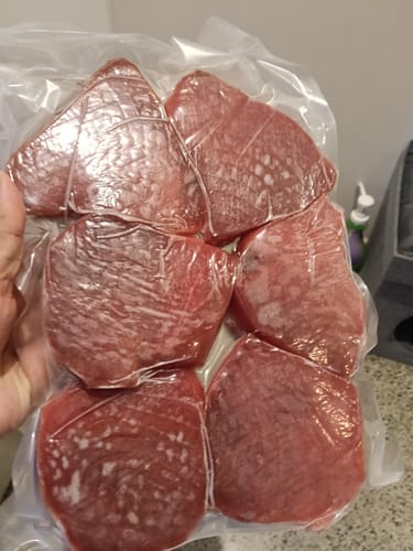 Customer photo review of Yellowfin Tuna Loin Steaks (High Grade Frozen)