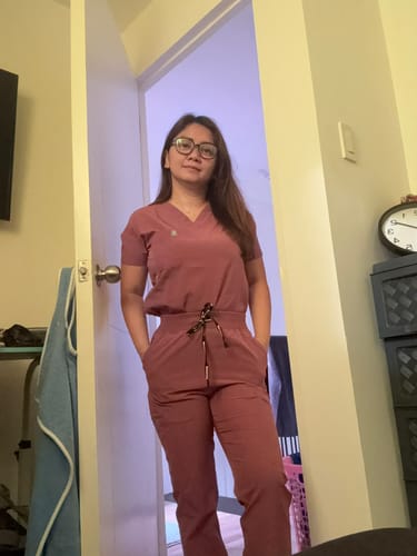 Customer photo review of Jogger MoveTech® Scrub Pants - Women / Mauve