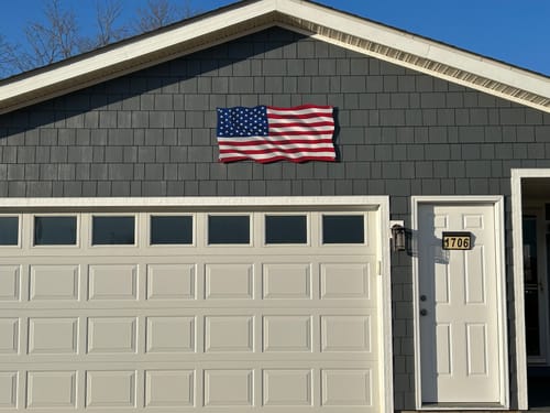Customer photo review of Large Metal American Flag Waving