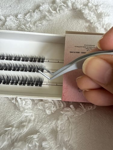 Customer photo review of LeCil Artisan fine tipped non stick DIY lash tweezers.