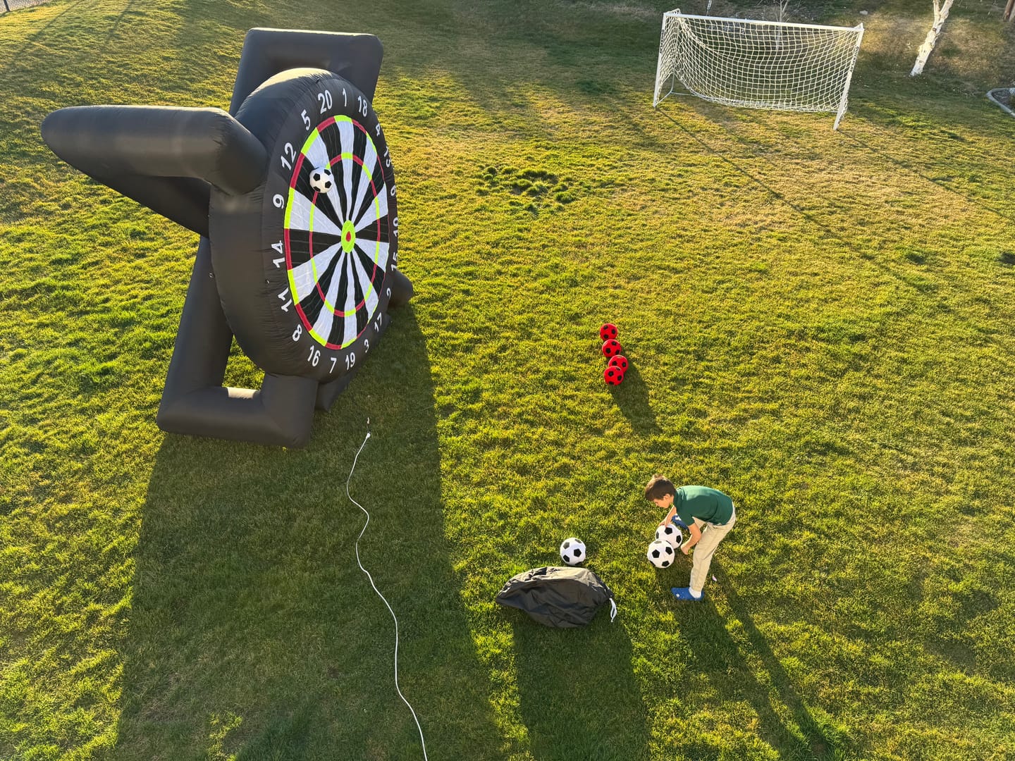Customer photo review of 10FT Inflatable Soccer Dart Board Kick Dart 8Pcs Balls & Blower