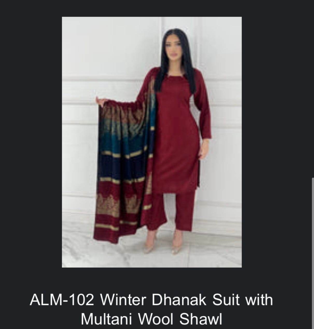 Customer photo review of ALM-102 Winter Dhanak Suit with Multani Wool Shawl