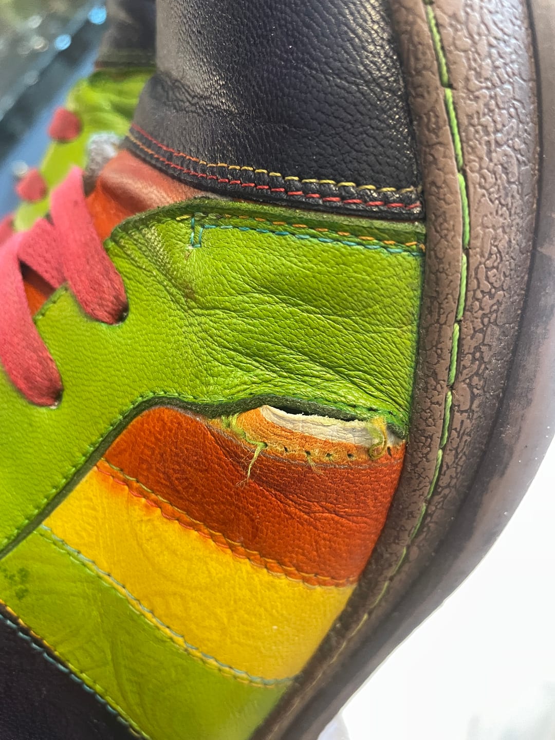 Customer photo review of Retro Hand-polished Rainbow Ankle Boots