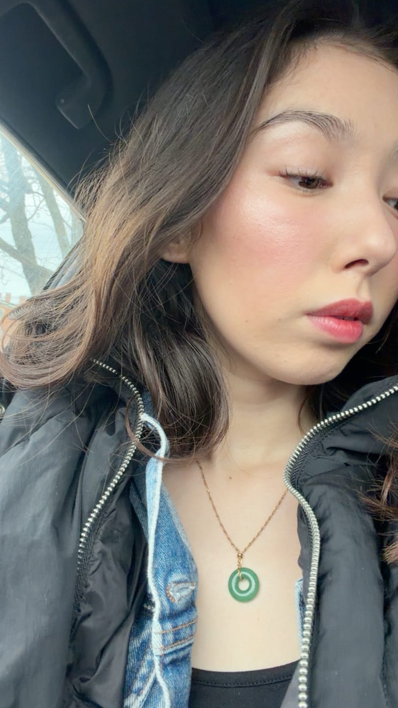 Customer photo review of Jade Coin Necklace