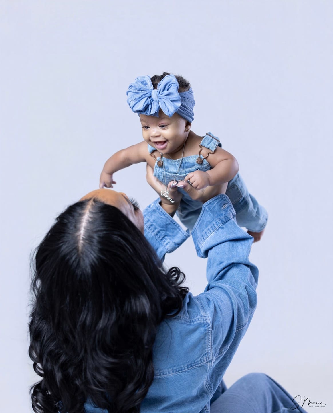 Customer photo review of Ruffled Headband- Denim