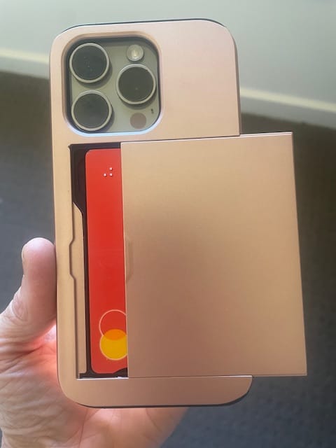 Customer photo review of Protective slide card pocket iPhone Case