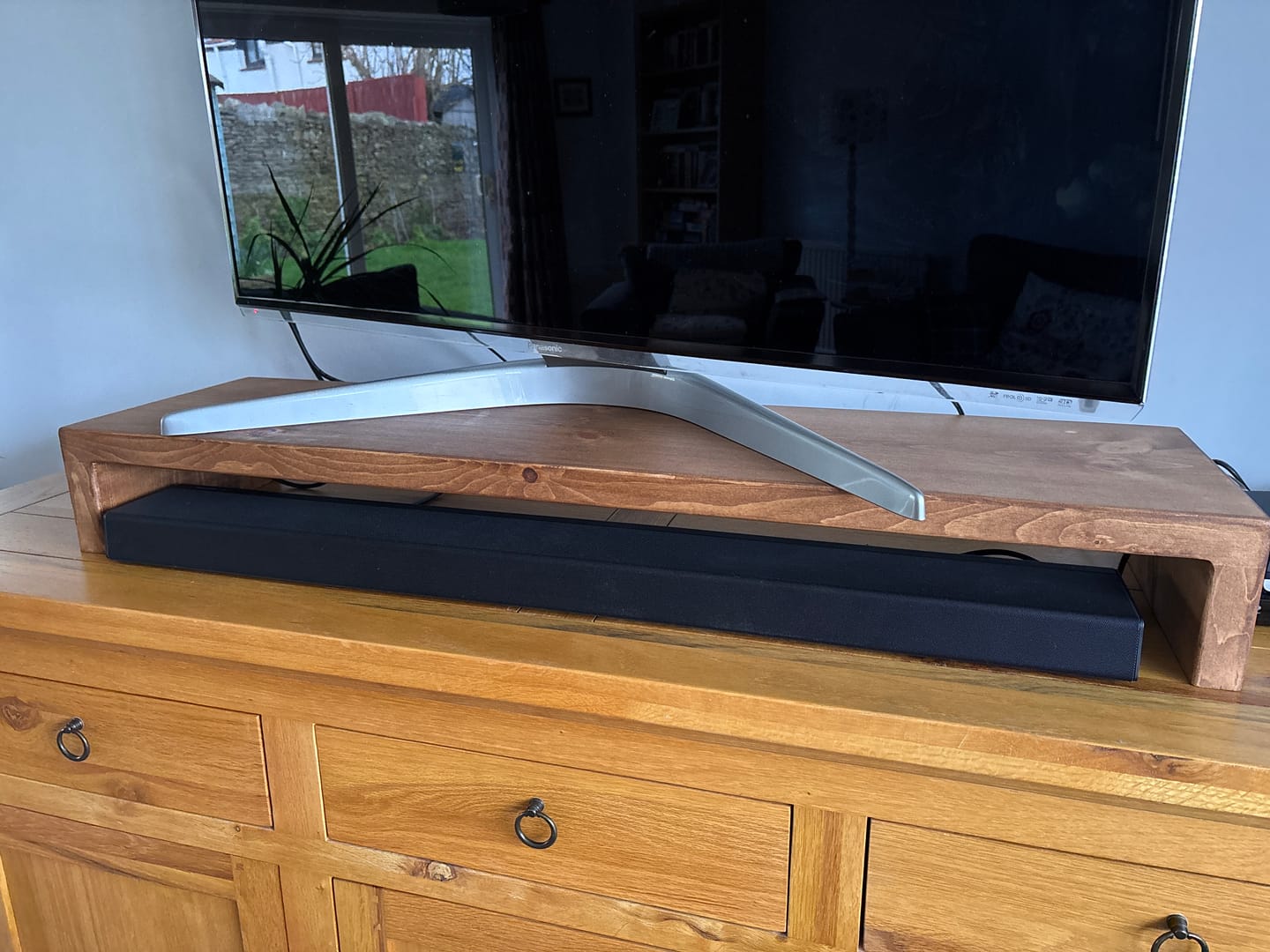 Customer photo review of Rustic Monitor Stand | Wooden Sides