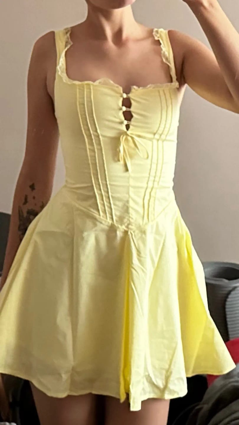Customer photo review of Jolie Flowy Lace Up Mini Dress