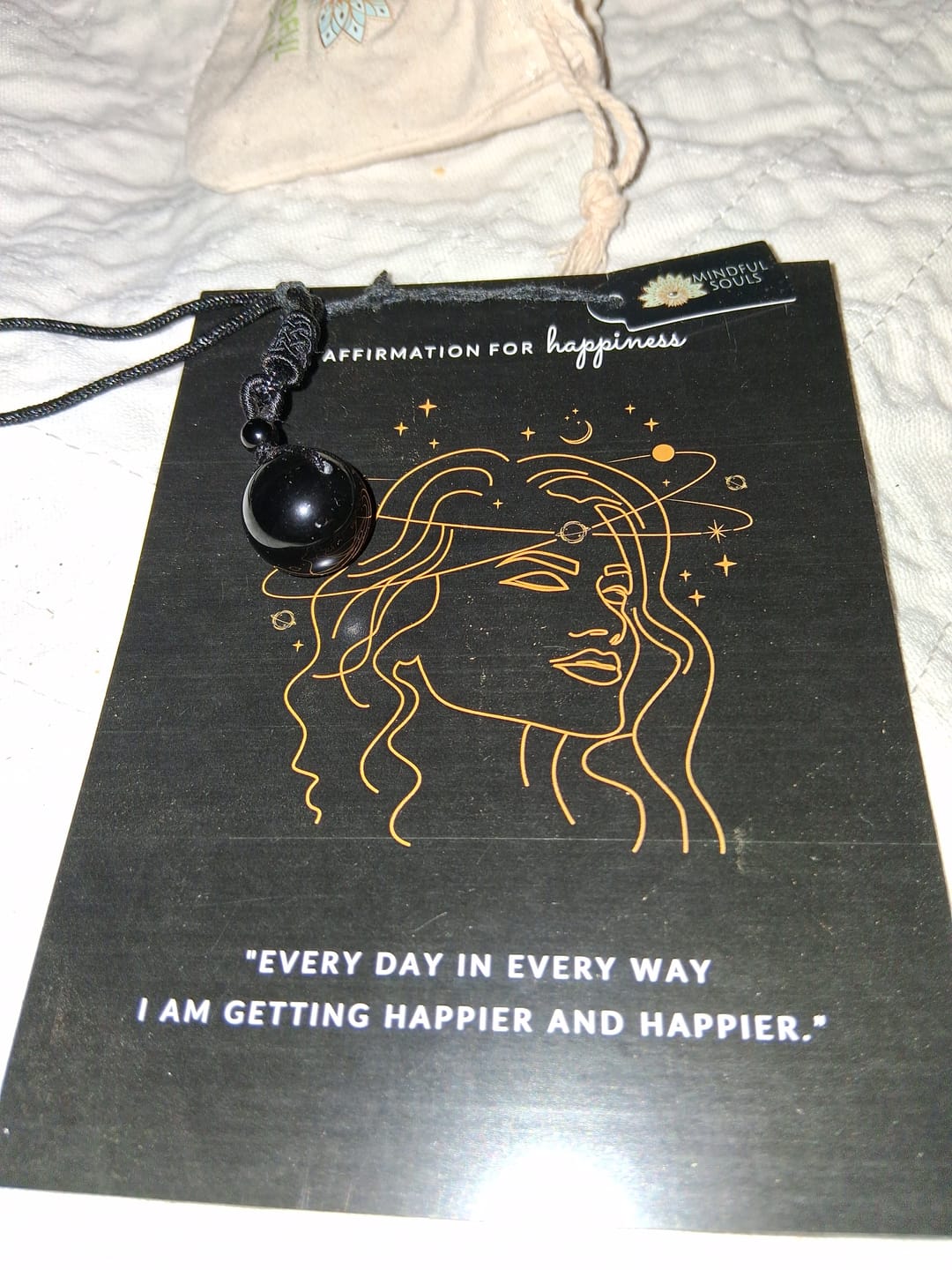 Customer photo review of Obsidian Stone Necklace
