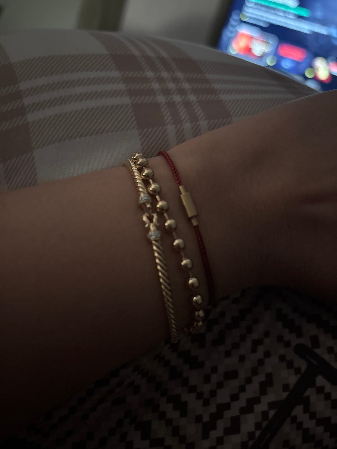 Customer photo review of Protective Red Cord Gold Bracelet