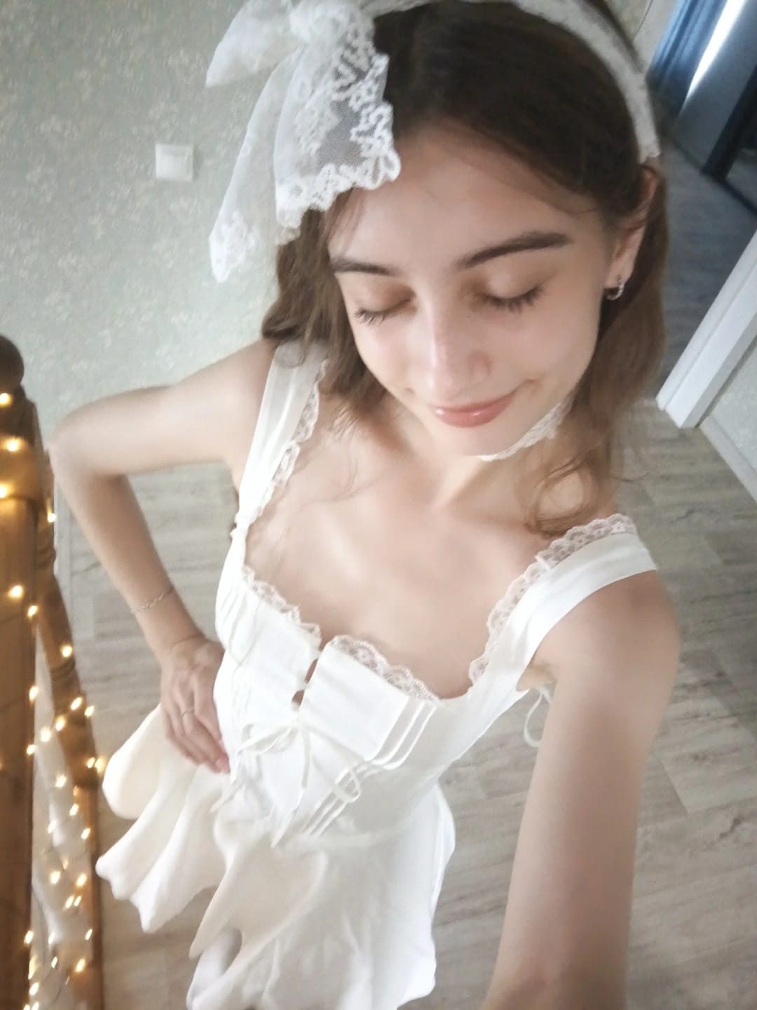 Customer photo review of Jolie Flowy Lace Up Mini Dress
