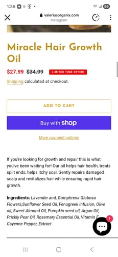 Customer photo review of Miracle Hair Growth Oil