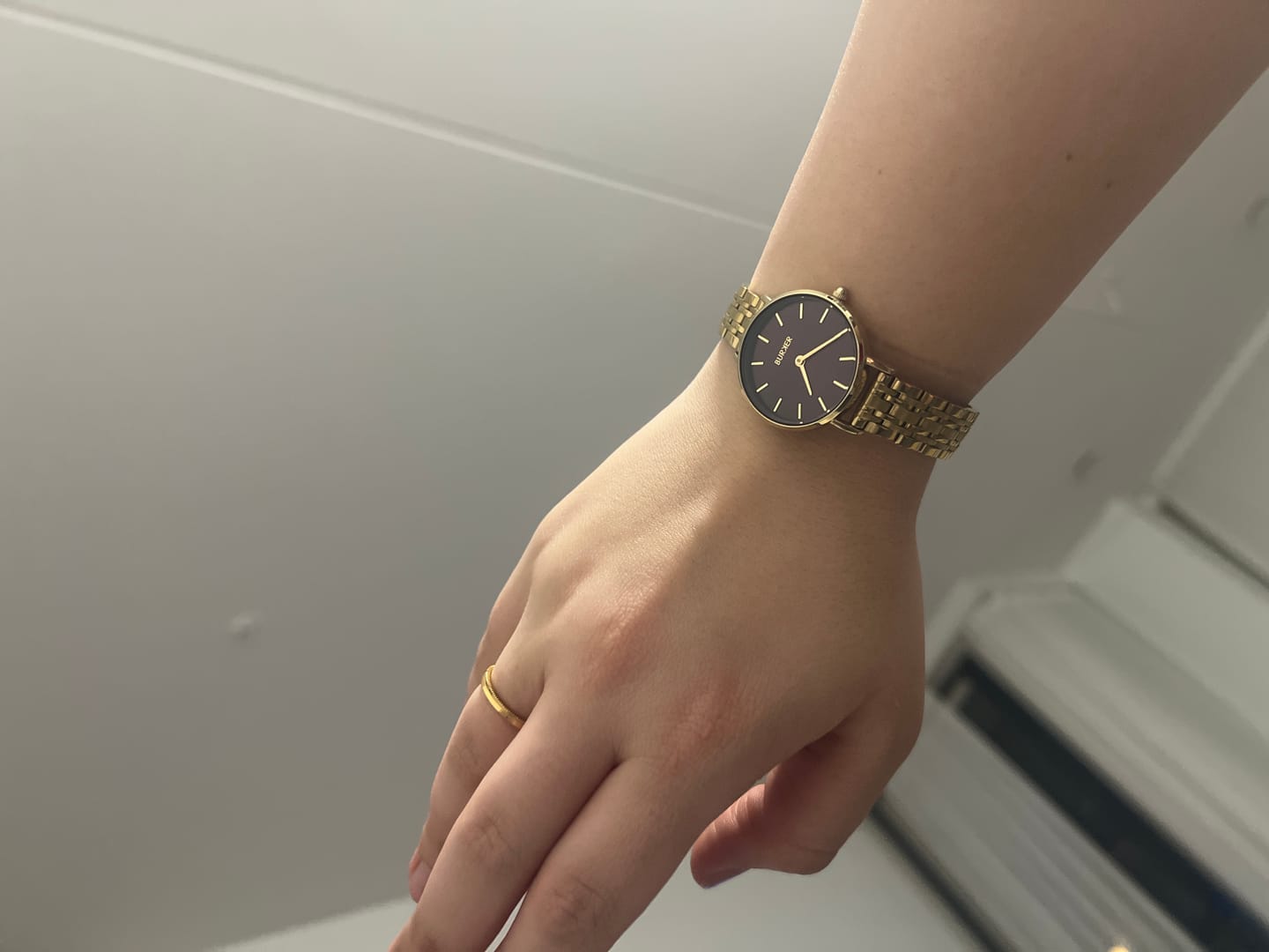 Customer photo review of Ruby Petite Gold Burgundy