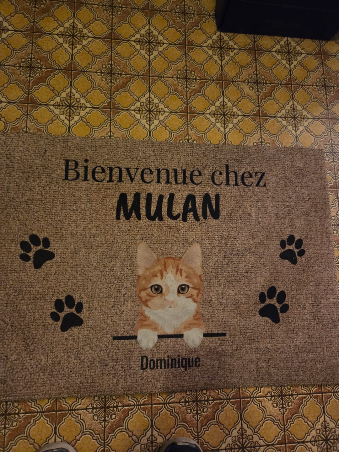 Customer photo review of Bienvenue chez - Paillasson personnalisé