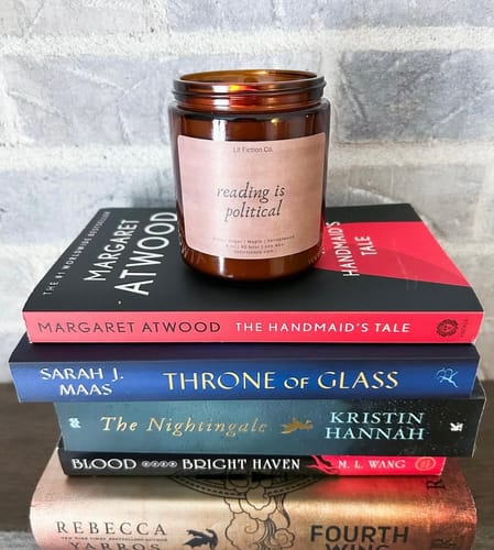 Customer photo review of Reading Is Political Candle