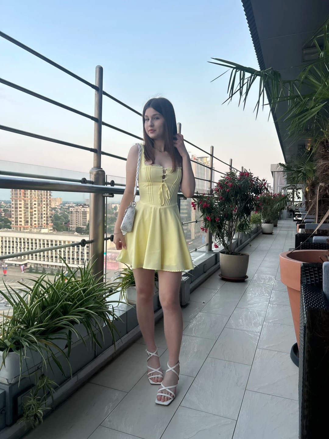 Customer photo review of Jolie Flowy Lace Up Mini Dress
